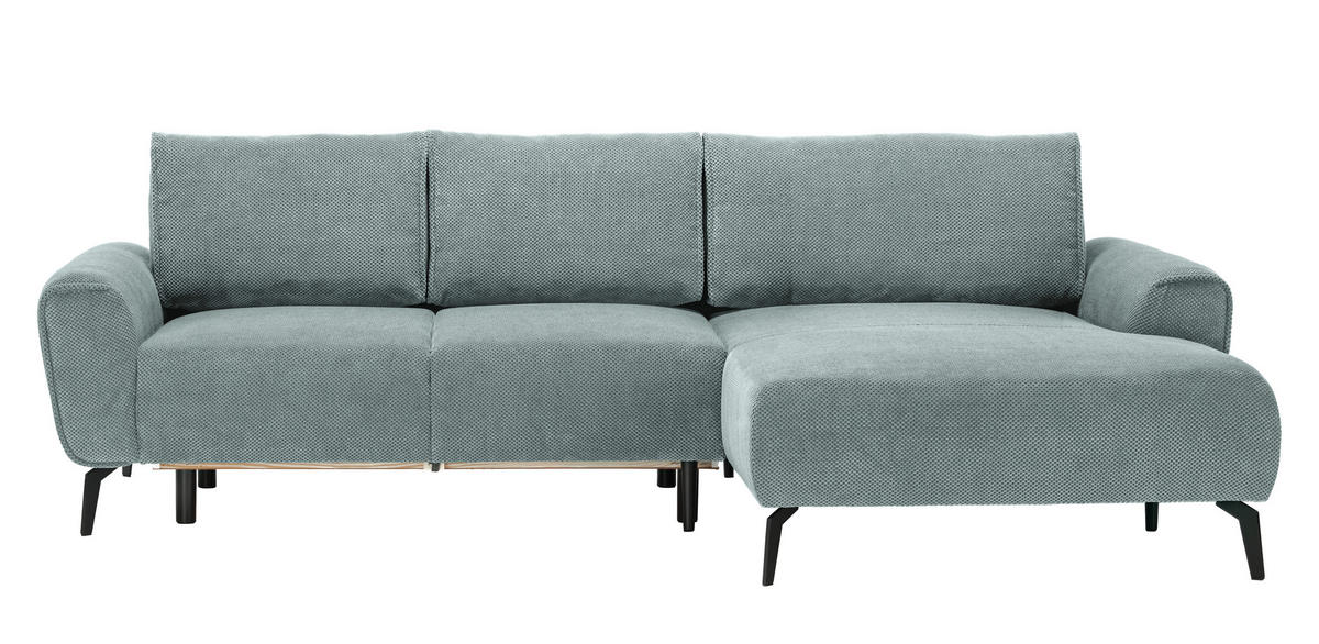 ECKSOFA in Webstoff Mintgrün  - Schwarz/Mintgrün, Design, Textil/Metall (272/170cm) - Welnova