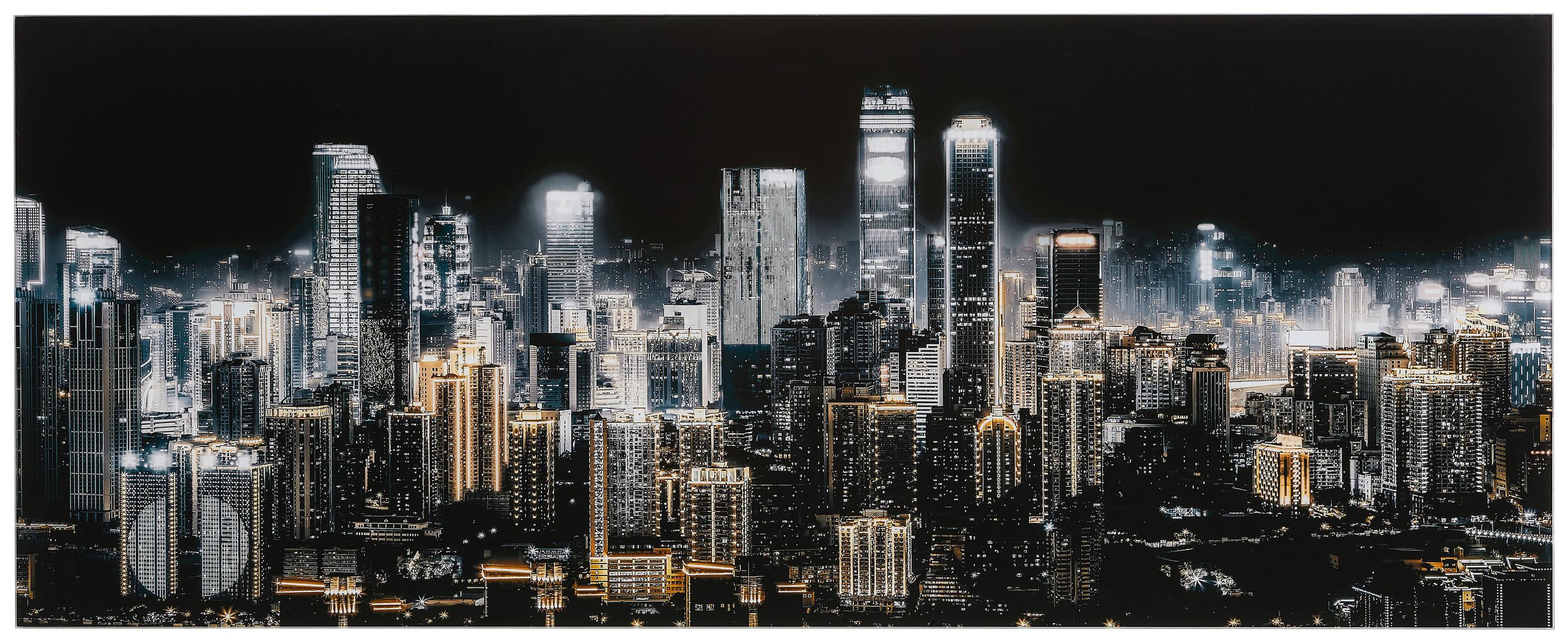 Monee Glasbild Schwarz, Gold 125x50 cm