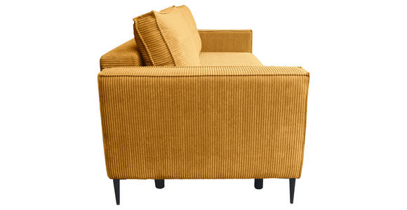 SCHLAFSOFA  mit Liegefunktion, Rücken echt, haustierfreundlicher Bezug Cord Currygelb  - Currygelb/Schwarz, KONVENTIONELL, Textil/Metall (222/93/98cm) - Carryhome