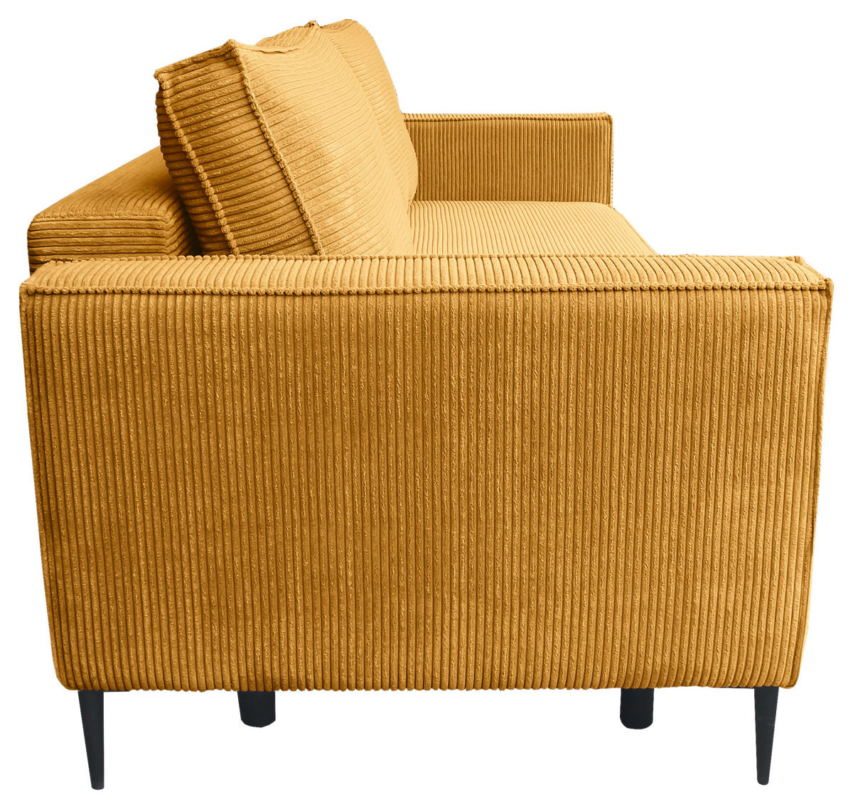 SCHLAFSOFA  mit Liegefunktion, Rücken echt, haustierfreundlicher Bezug Cord Currygelb  - Currygelb/Schwarz, KONVENTIONELL, Textil/Metall (222/93/98cm) - Carryhome