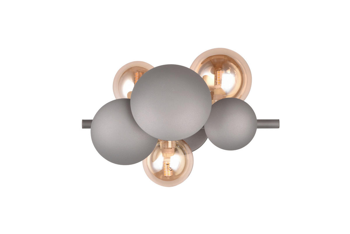 WANDLEUCHTE     - Anthrazit/Bernsteinfarben, LIFESTYLE, Glas/Metall (30/22/19cm) - Trio Leuchten