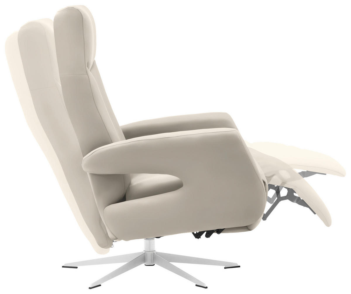 RELAXSESSEL in Leder Beige  - Chromfarben/Beige, Design, Leder/Metall (74/105/82cm) - Welnova