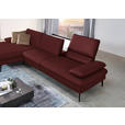 ECKSOFA in Echtleder Beere  - Beere/Schwarz, Design, Leder/Metall (157/325cm) - Dieter Knoll