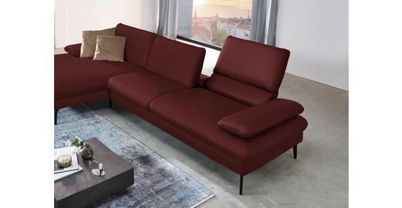 ECKSOFA in Echtleder Beere 157/325 cm - Beere/Schwarz, Design, Leder/Metall (157/325cm) - Dieter Knoll