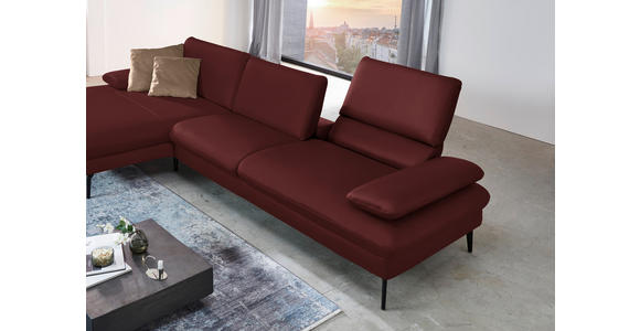 ECKSOFA in Echtleder Beere  - Beere/Schwarz, Design, Leder/Metall (157/325cm) - Dieter Knoll