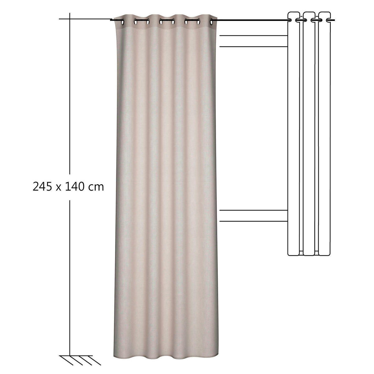 ÖSENVORHANG halbtransparent  - Naturfarben, Basics, Textil (140/245cm) - Fuggerhaus