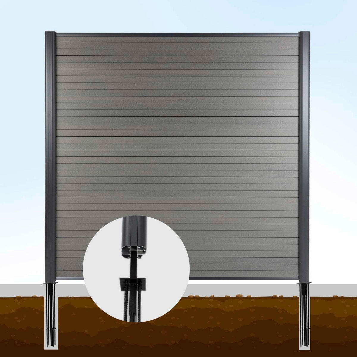SICHTSCHUTZ - Grau, MODERN, Holzwerkstoff (180/180cm) - Floordirekt