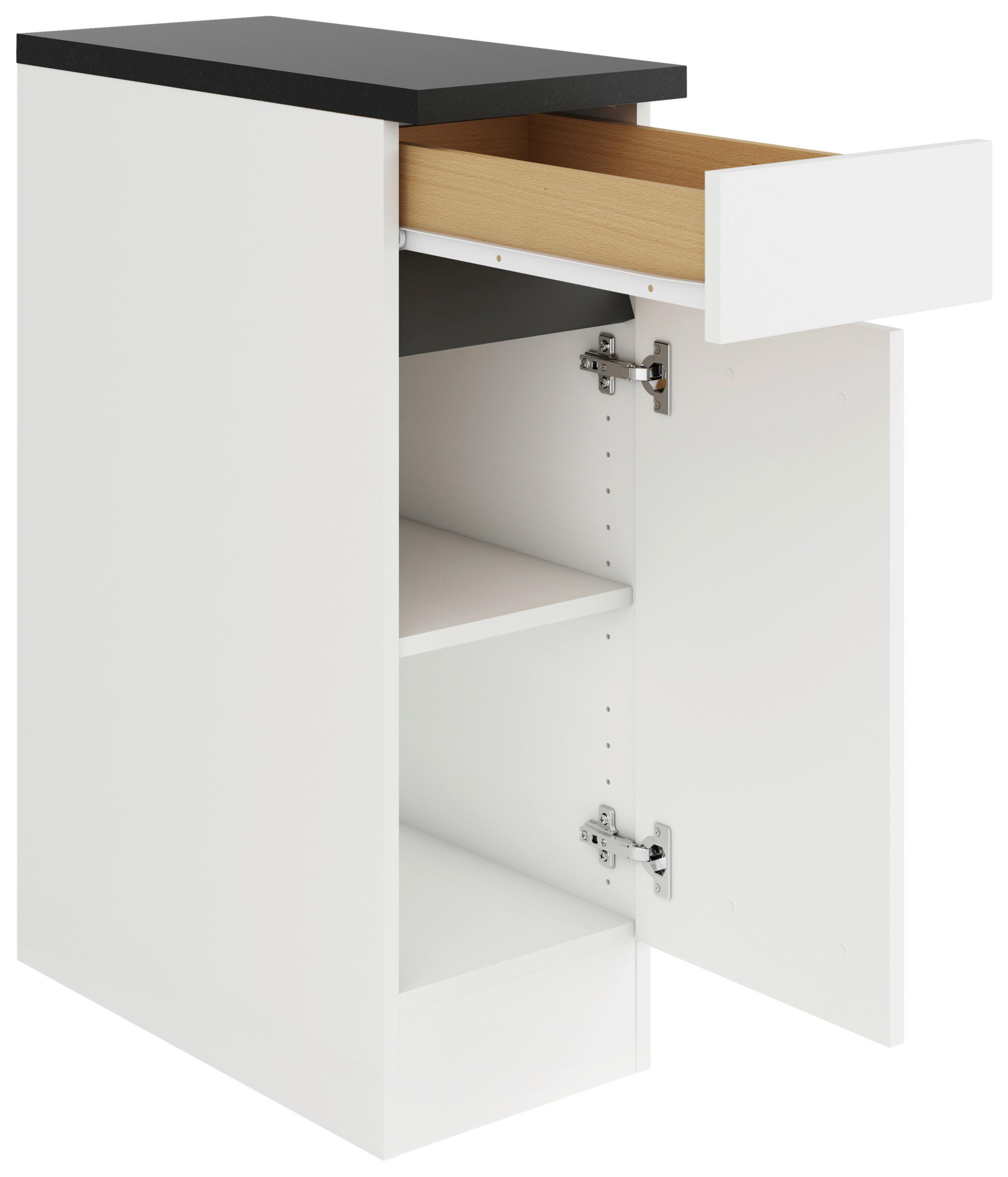 KÜCHENUNTERSCHRANK 30/88/57,1 cm  in Weiß  - Anthrazit/Buchefarben, Basics, Holzwerkstoff (30/88/57,1cm) - Optifit