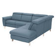 ECKSOFA in Echtleder Blau  - Blau/Alufarben, Design, Leder/Metall (271/242cm) - Cantus