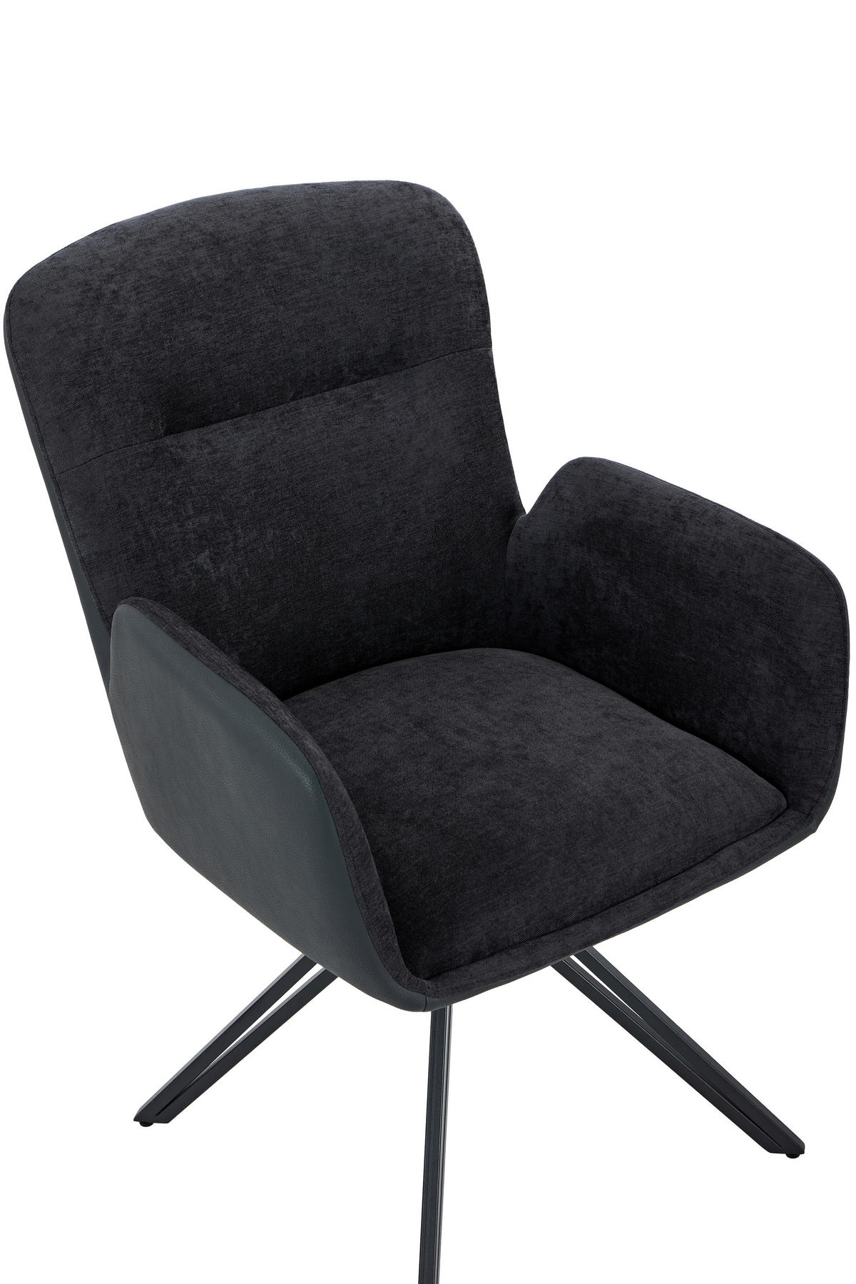 ARMLEHNSTUHL-SET 2 Stück  in Stahl Lederlook, Webstoff  - Schwarz, MODERN, Textil/Metall (57/91/67,5cm) - MID.YOU