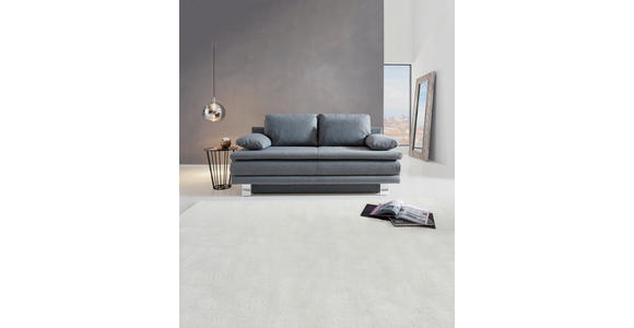 SCHLAFSOFA Webstoff Grau, Türkis - Türkis/Chromfarben, Design, Textil/Metall (194/96/86cm) - Novel