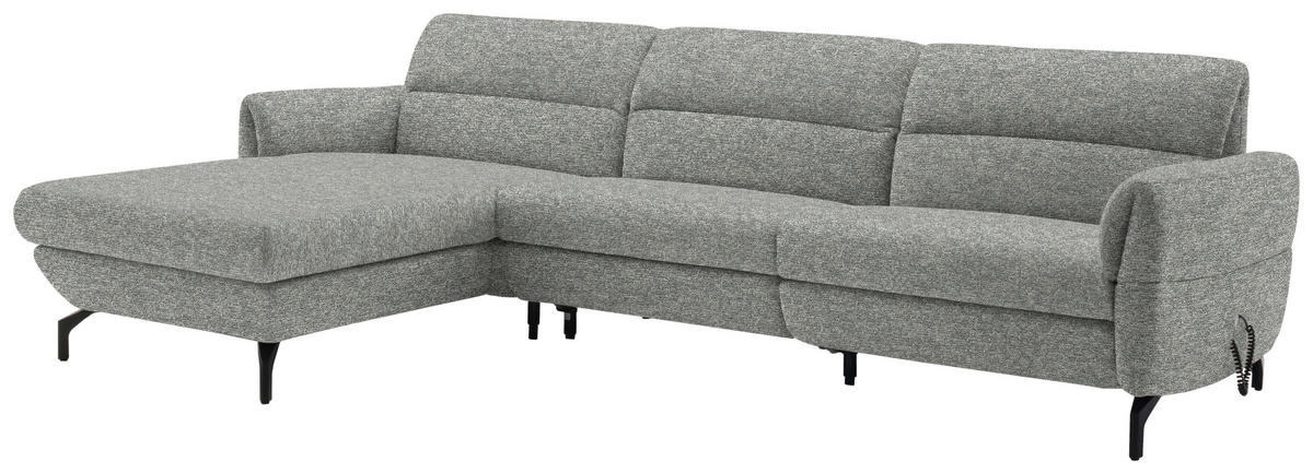 ECKSOFA in Chenille Hellgrau, Grau  187/299 cm  - Hellgrau/Schwarz, Design, Textil/Metall (187/299cm) - Schöner Wohnen