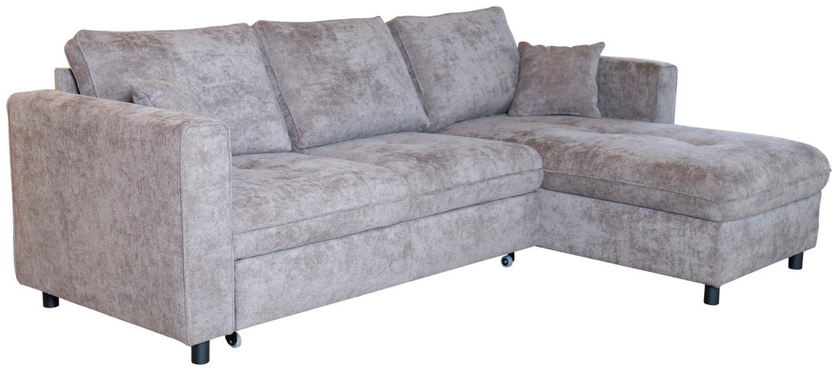 ECKSOFA Braun Flachgewebe  - Schwarz/Braun, KONVENTIONELL, Textil/Metall (252/162cm) - Carryhome