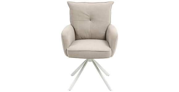 ARMLEHNSTUHL in Feincord - Taupe/Creme, Design, Textil/Metall (61/95/67cm) - Novel