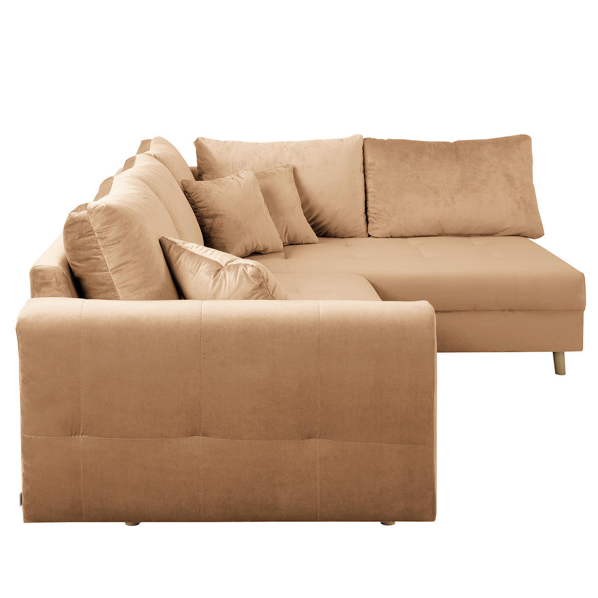 ECKSOFA Ariella in Samt Braun  231/161 cm  - Naturfarben/Braun, Design, Holz/Textil (231/161cm) - Livetastic