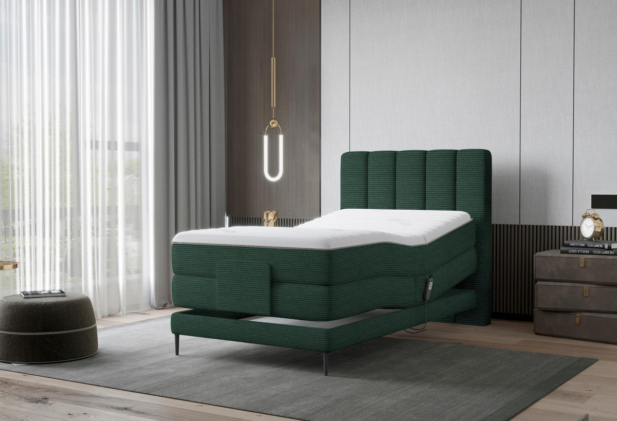 BOXSPRINGBETT 100/200 cm  in Grün  - Schwarz/Grün, Natur, Textil/Metall (100/200cm) - Esposa