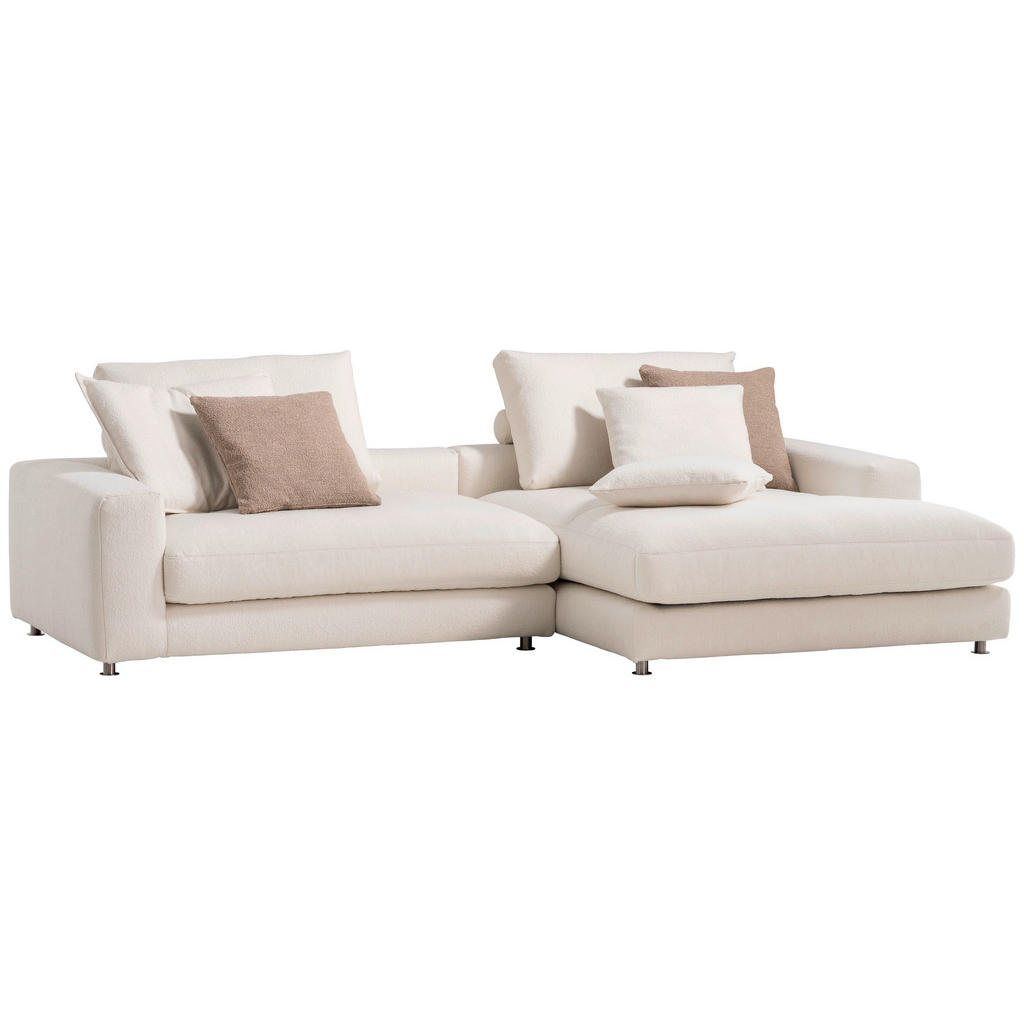 Thumbnail - Designwerk Ecksofa, Weiß, Textil, 2-Sitzer, Ottomane rechts, L-Form, 300x185 cm, Made in EU, Wohnzimmer, Sofas & Couches...