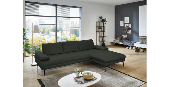 ECKSOFA in Echtleder Dunkelgrün 310/180 cm - Dunkelgrün/Schwarz, Design, Leder/Metall (310/180cm) - Dieter Knoll