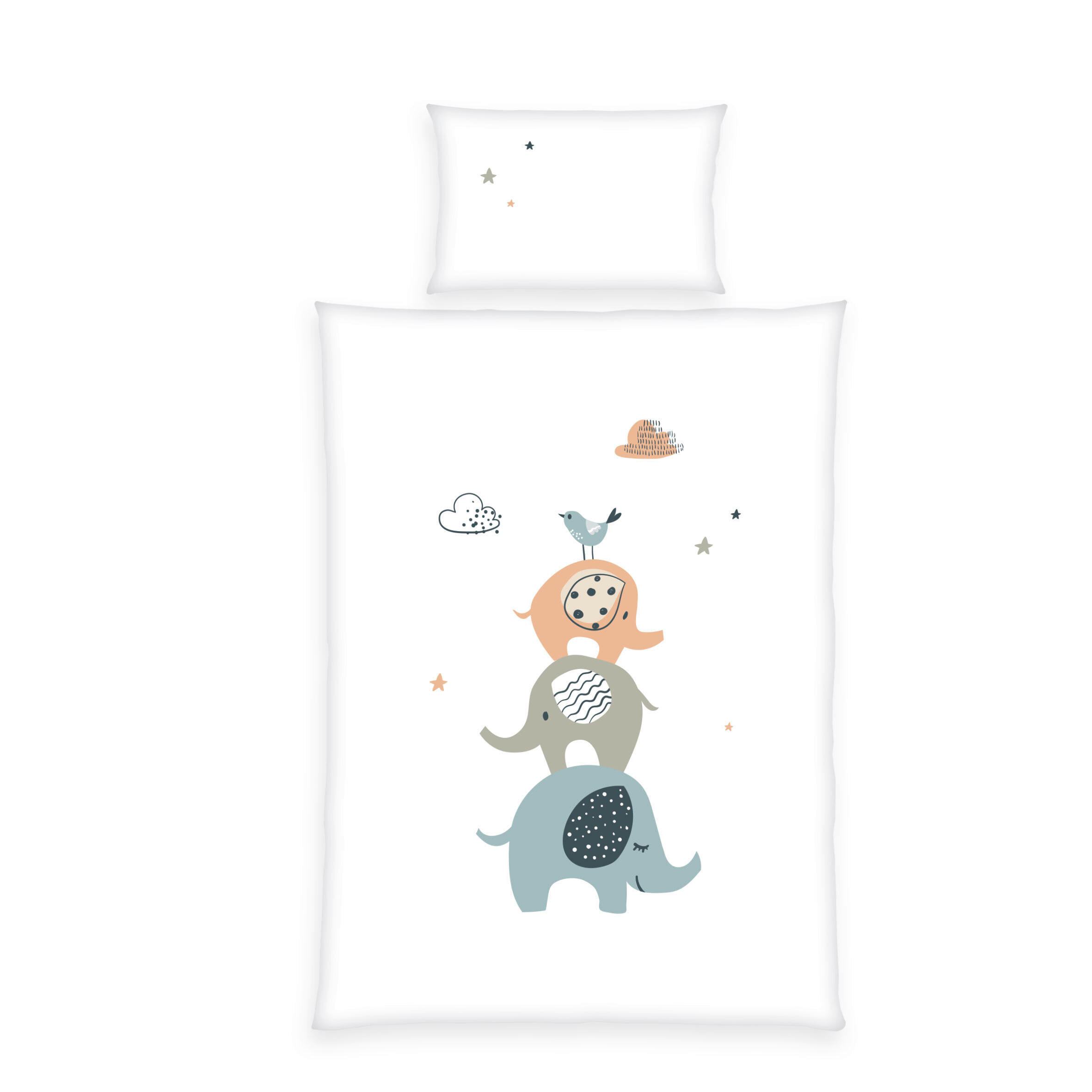 BABYBETTWÄSCHE 100/135 cm  - Hellgrau/Weiß, Basics, Textil (100/135cm) - Herding