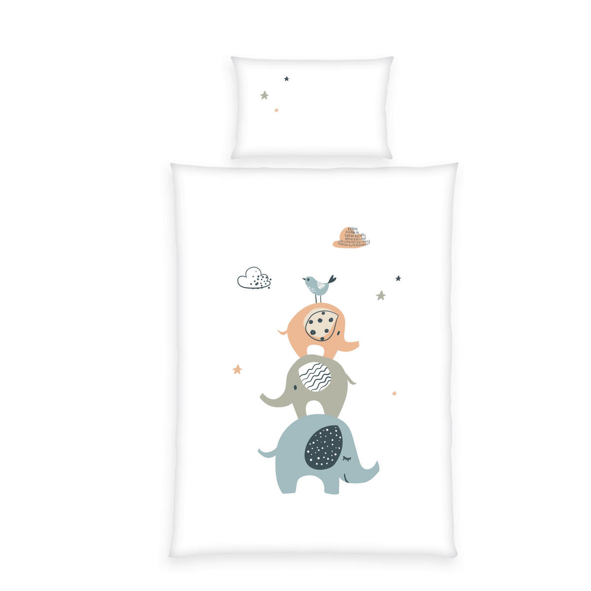 BABYBETTWÄSCHE 100/135 cm  - Hellgrau/Weiß, Basics, Textil (100/135cm) - Herding