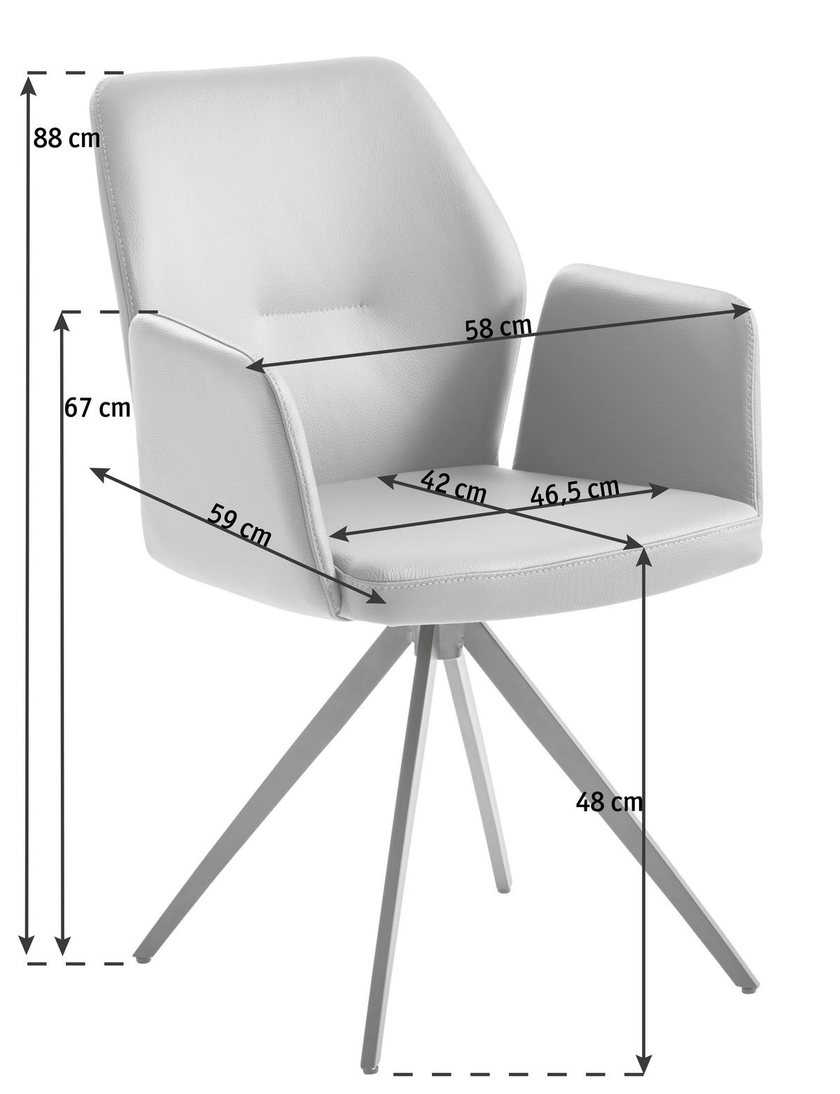 ARMLEHNSTUHL  in Stahl Echtleder  - Schwarz/Grau, Design, Leder/Metall (58/88/59cm) - Novel