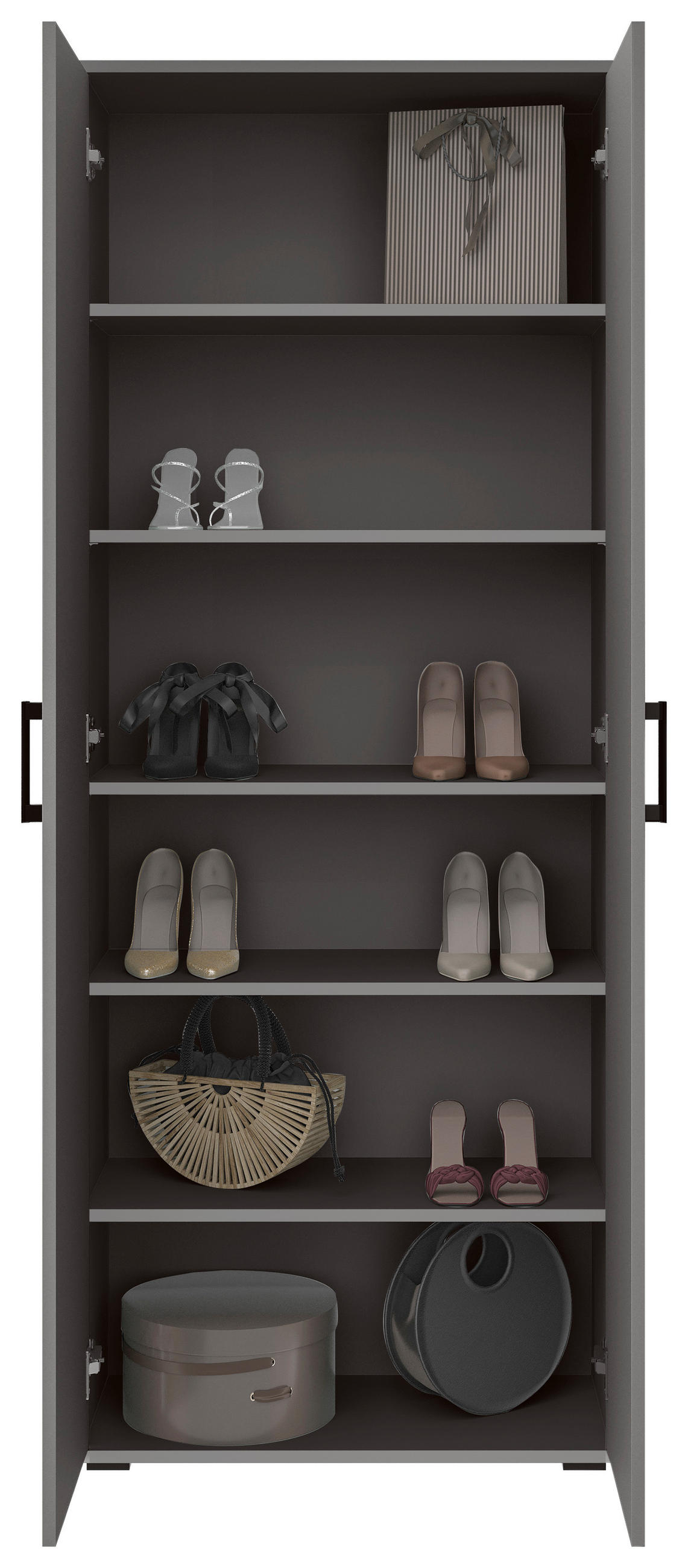 MEHRZWECKSCHRANK 70/178,9/33,4 cm  in Anthrazit  - Anthrazit/Schwarz, KONVENTIONELL, Holzwerkstoff/Kunststoff (70/178,9/33,4cm) - Xora