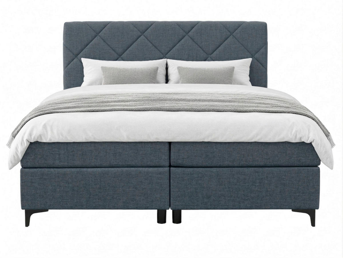 BOXBETT 180/200 cm,  in Petrol, Bettkasten, Topper, H3 + H3 = fest  - Petrol/Schwarz, MODERN, Holz/Textil (180/200cm) - MID.YOU