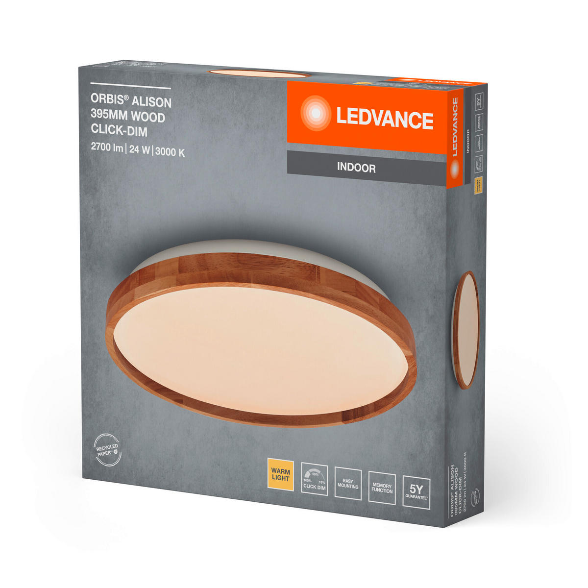 LED-DECKENLEUCHTE 39,5/7 cm   - KONVENTIONELL, Metall (39,5/7cm) - Ledvance