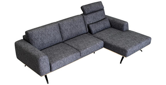 ECKSOFA in Struktur Graphitfarben  - Schwarz/Graphitfarben, Design, Textil/Metall (262/157cm) - Novel