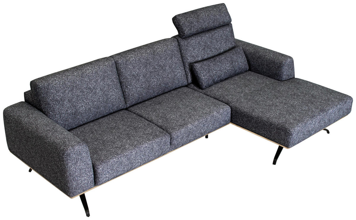 ECKSOFA in Struktur Graphitfarben  - Schwarz/Graphitfarben, Design, Textil/Metall (262/157cm) - Novel