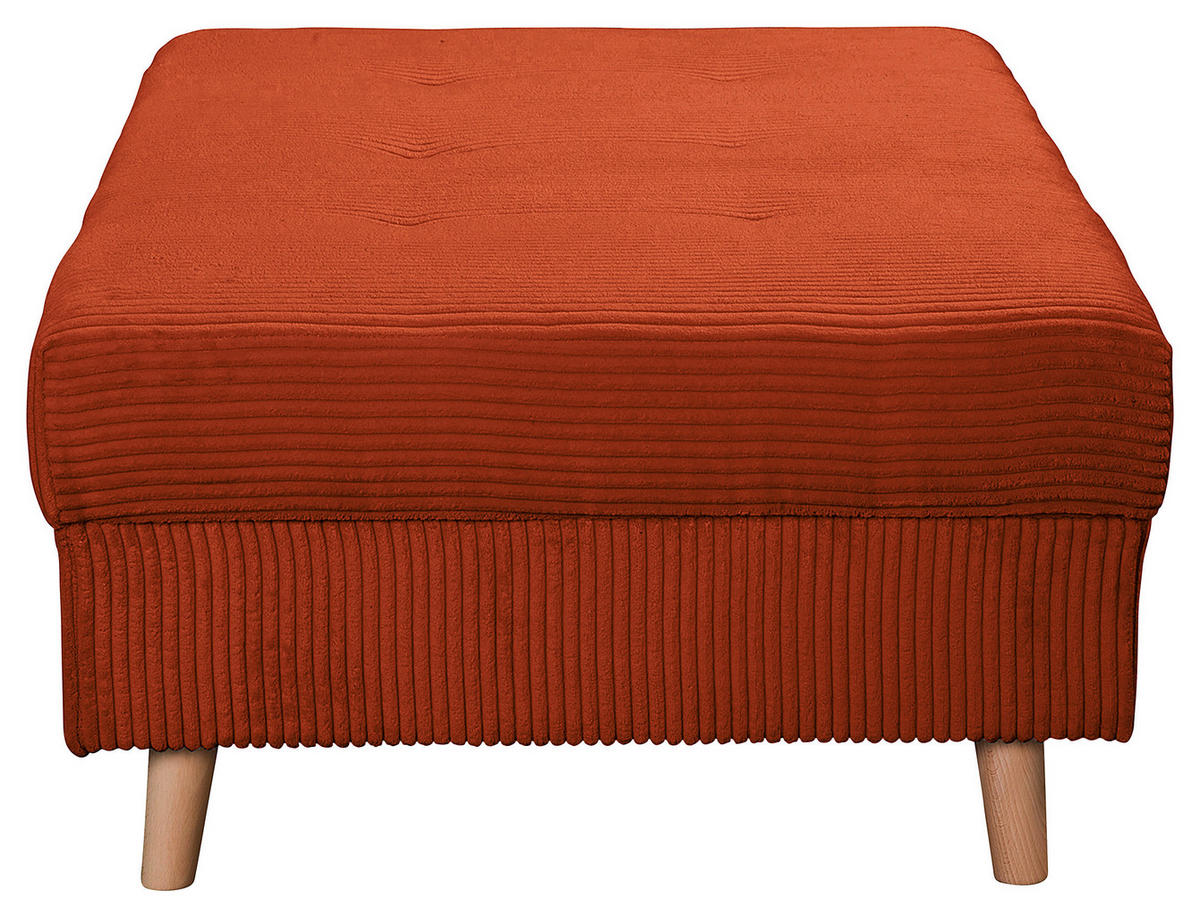 ECKSOFA inkl. Hocker Ariella in Cord Rostfarben  161/231 cm  - Rostfarben/Naturfarben, Design, Holz/Textil (161/231cm) - Livetastic