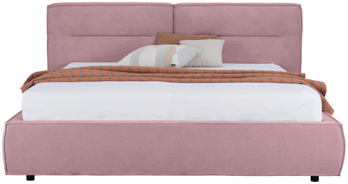 POLSTERBETT 160/200 cm  in Altrosa  - Schwarz/Altrosa, Design, Kunststoff/Textil (160/200cm) - Lomoco