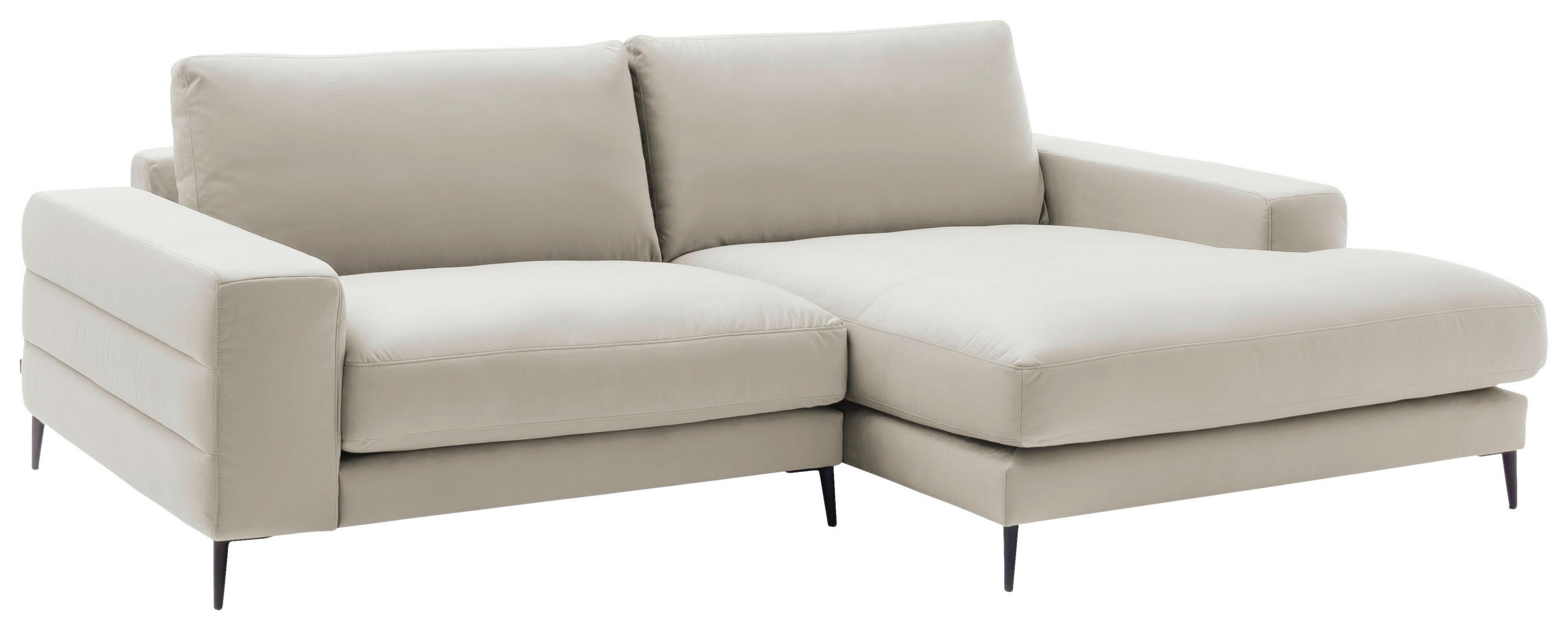 ECKSOFA in Velours Creme  - Creme/Schwarz, Design, Textil/Metall (253/177cm) - Dieter Knoll