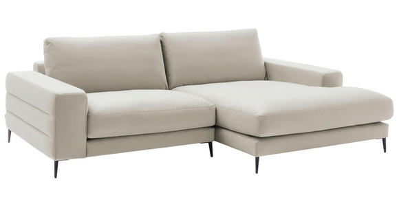 ECKSOFA in Velours Creme  253/177 cm  - Creme/Schwarz, Design, Textil/Metall (253/177cm) - Dieter Knoll