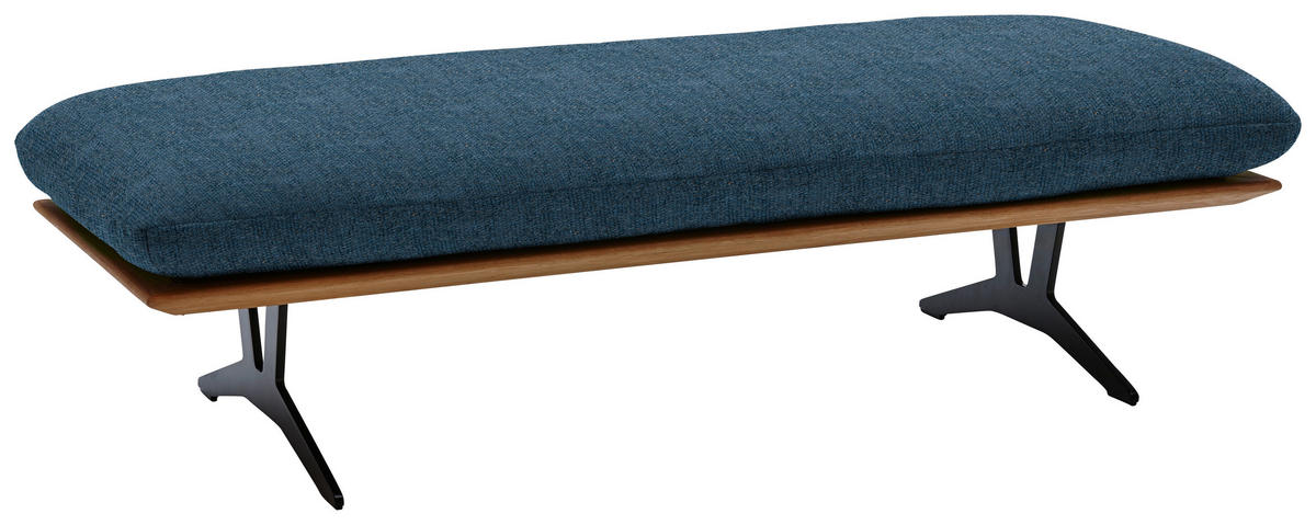HOCKERBANK in Holz, Textil Blau  - Blau/Schwarz, Design, Holz/Textil (150/43/60cm) - Dieter Knoll