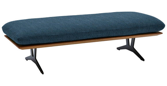 HOCKERBANK in Holz, Textil Blau - Blau/Schwarz, Design, Holz/Textil (150/43/60cm) - Dieter Knoll