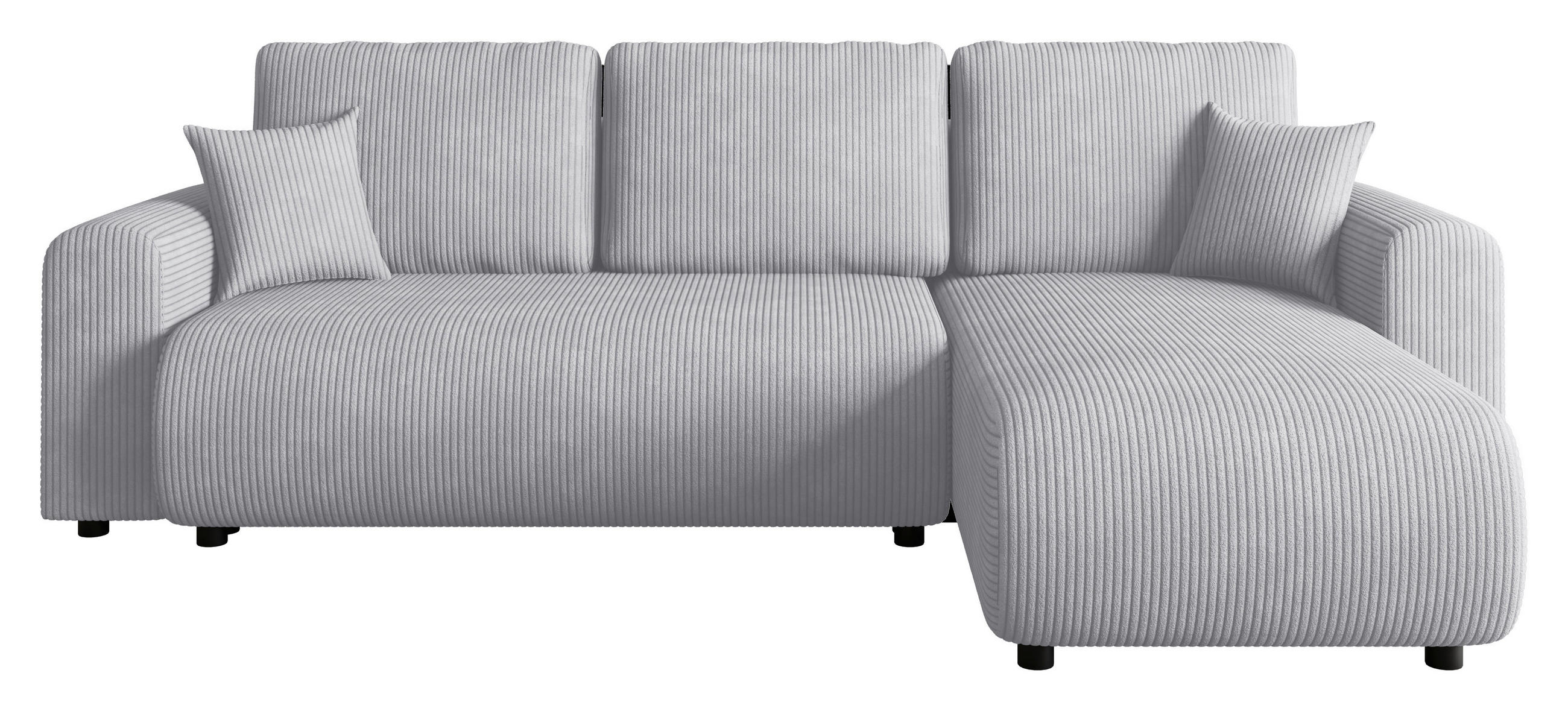 ECKSOFA  in Cord Hellgrau  - Hellgrau/Schwarz, KONVENTIONELL, Kunststoff/Textil (246/152cm) - Xora