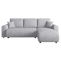ECKSOFA Hellgrau Cord Zierkissen, Rückenkissen, Schlaffunktion, Rücken echt, Stauraum, Liegefläche im Originalstoff  - Hellgrau/Schwarz, KONVENTIONELL, Kunststoff/Textil (246/152cm) - Xora