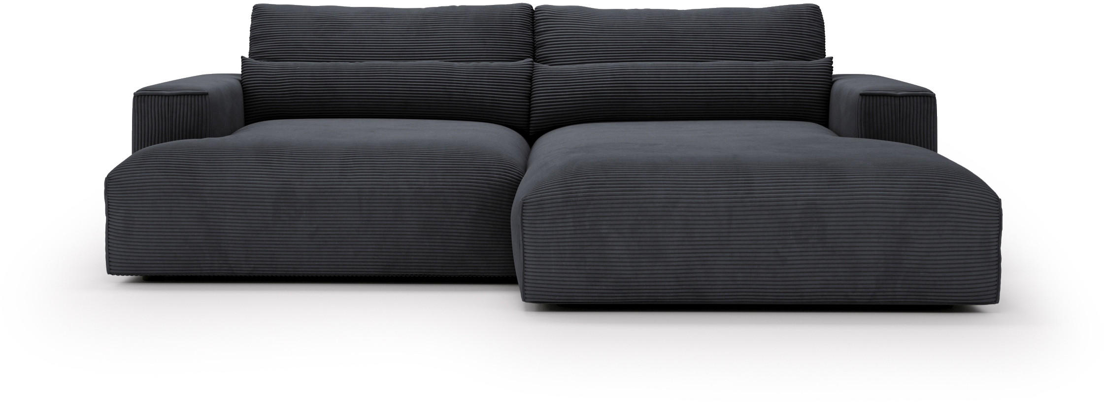ECKSOFA Felicia Dunkelgrau Cord  - Dunkelgrau/Schwarz, Design, Kunststoff/Textil (267/187cm) - Stylife