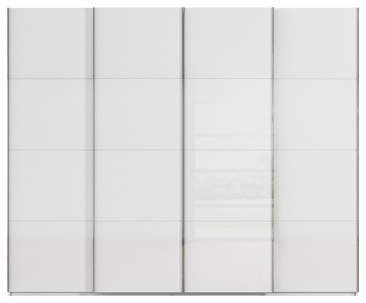 SCHWEBETÜRENSCHRANK 271/235/68 cm 4-türig Weiß  - Chromfarben/Weiß, Design, Glas/Holzwerkstoff (271/235/68cm) - Novel