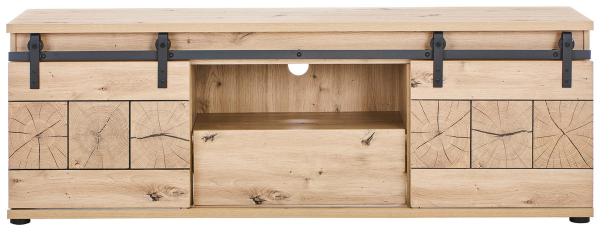 NÍZKA KOMODA, čierna, farba duba, 160/56/40 cm - čierna/farba duba, Lifestyle, kov/kompozitné drevo (160/56/40cm) - MID.YOU