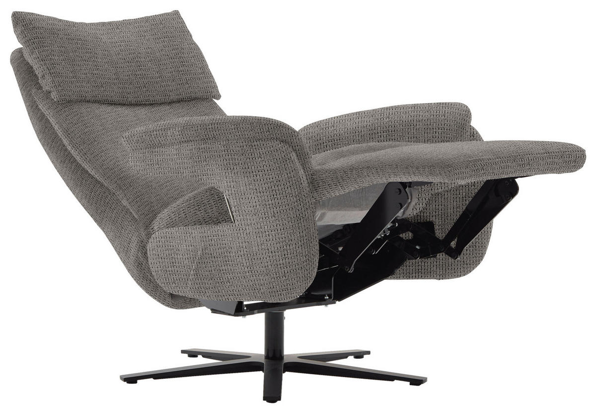 FERNSEHSESSEL in Struktur Dunkelgrau  - Dunkelgrau/Schwarz, MODERN, Textil/Metall (73/113-117/85cm) - Cantus