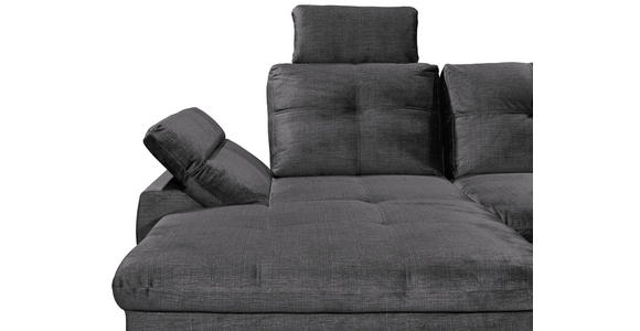 WOHNLANDSCHAFT in Mikrovelours Grau  - Schwarz/Grau, KONVENTIONELL, Kunststoff/Textil (127/334/217cm) - Carryhome