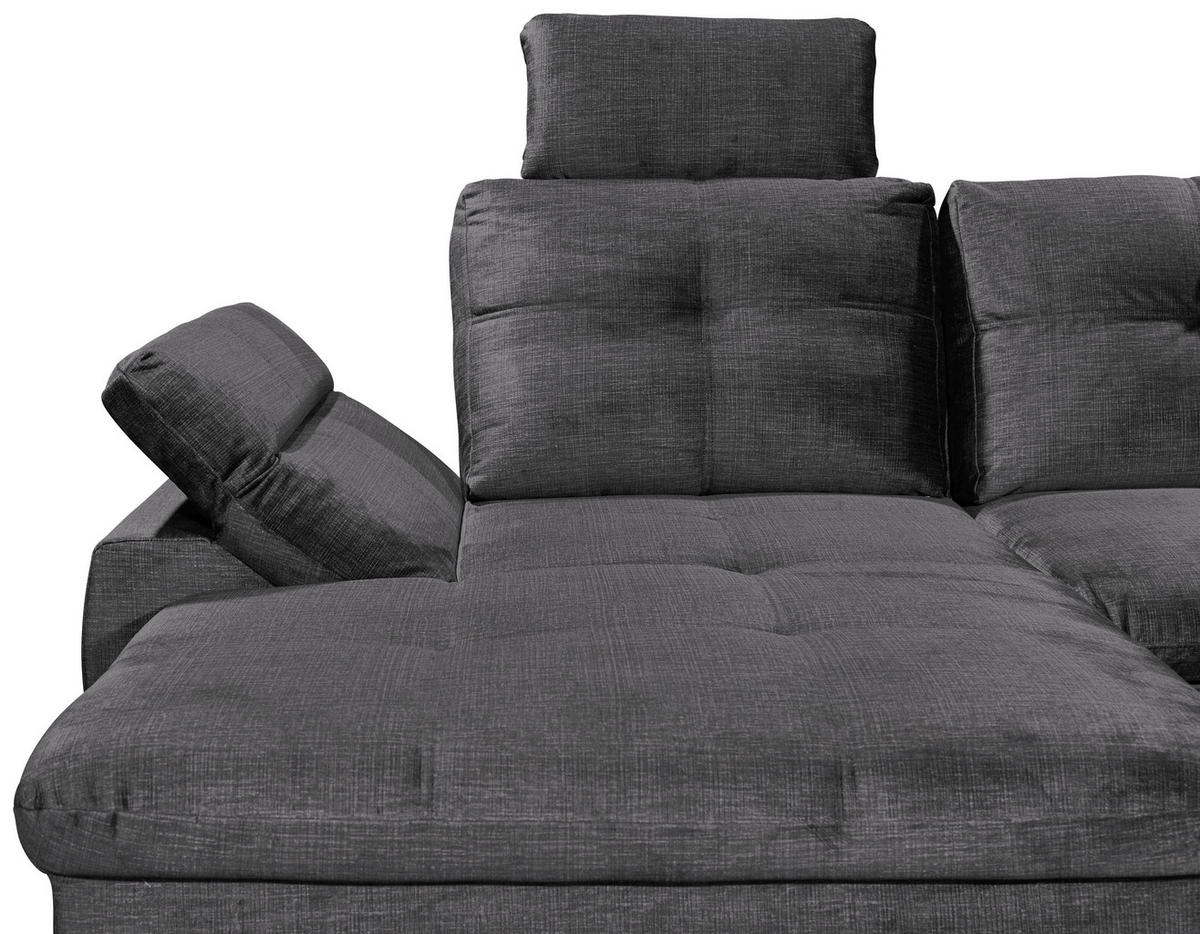 SOFFA i mikrovelour grå  - svart/grå, Klassisk, textil/plast (127/334/217cm) - MID.YOU