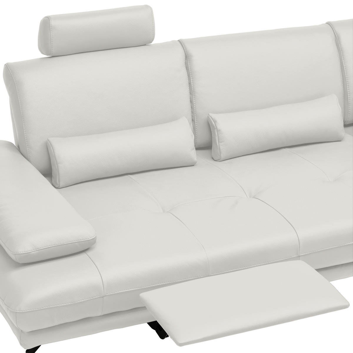 ECKSOFA Creme Echtleder  - Creme/Schwarz, Design, Leder/Metall (273/187cm) - Celina Home
