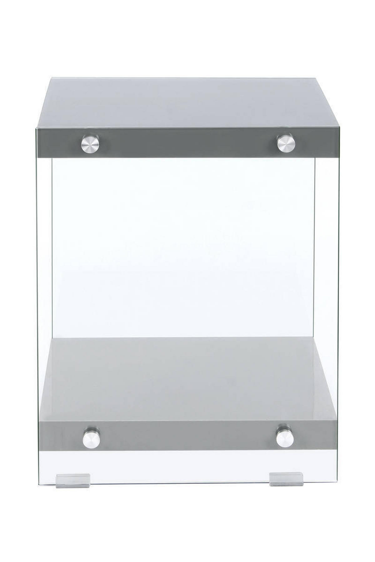 BEISTELLTISCH in Glas, Holzwerkstoff 35/35/45 cm  - Klar/Grau, Basics, Glas/Holzwerkstoff (35/35/45cm) - Kayoom