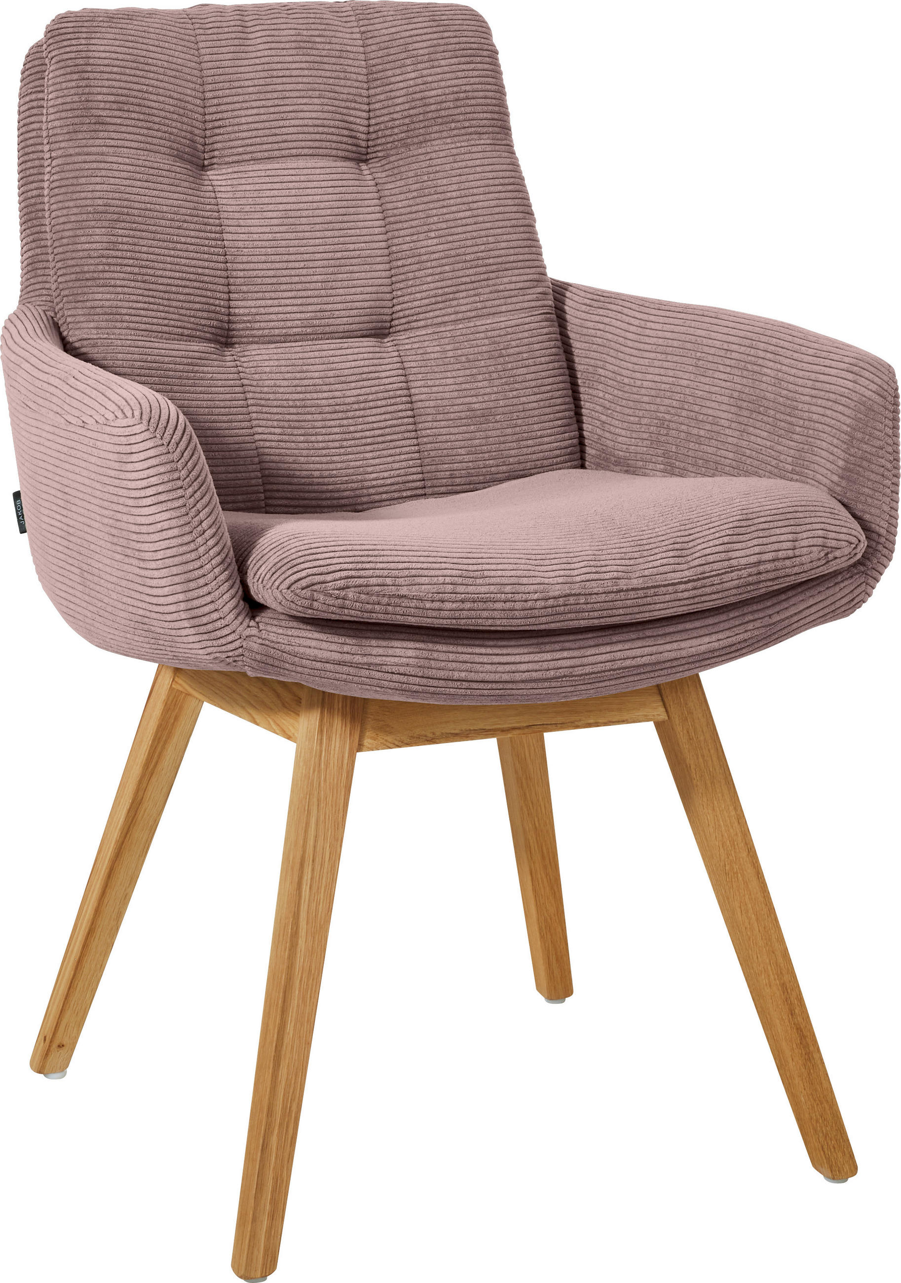 ARMLEHNSTUHL in Cord - Eichefarben/Altrosa, Design, Holz/Textil (63/90/69cm) - Johann Jakob