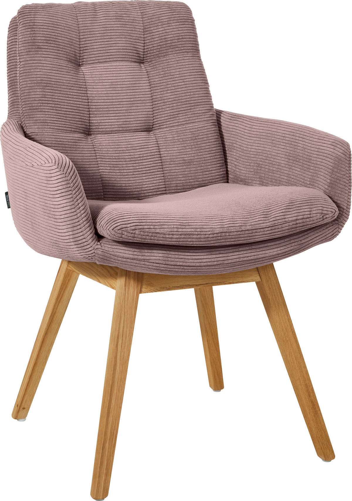 ARMLEHNSTUHL  in Cord  - Eichefarben/Altrosa, Design, Holz/Textil (63/90/69cm) - Johann Jakob