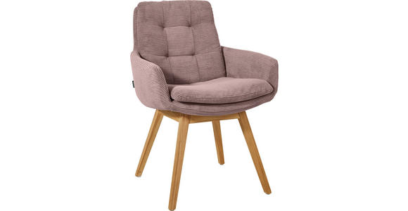 ARMLEHNSTUHL  Stoffauswahl, Typenauswahl, Gestellauswahl Cord  - Eichefarben/Altrosa, Design, Holz/Textil (63/90/69cm) - Johann Jakob