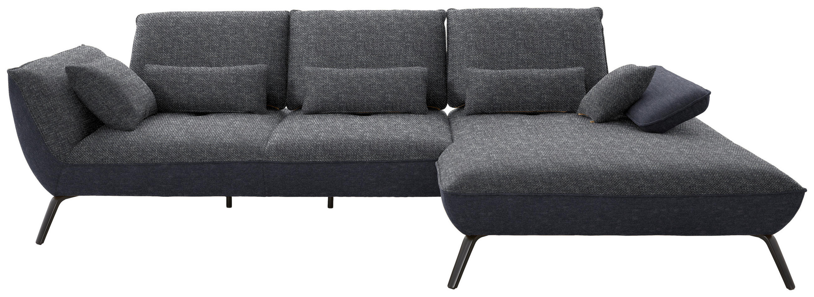 ECKSOFA in Flachgewebe Anthrazit  301/191 cm  - Anthrazit/Schwarz, Design, Textil/Metall (301/191cm) - Moderano